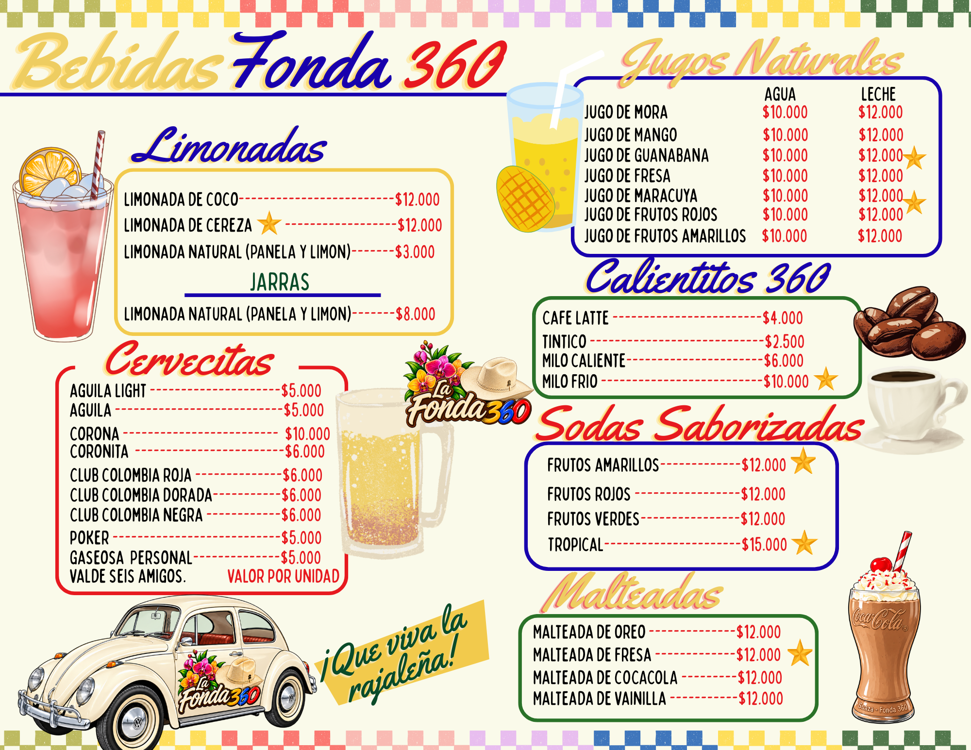 Carta oficial: Bebidas