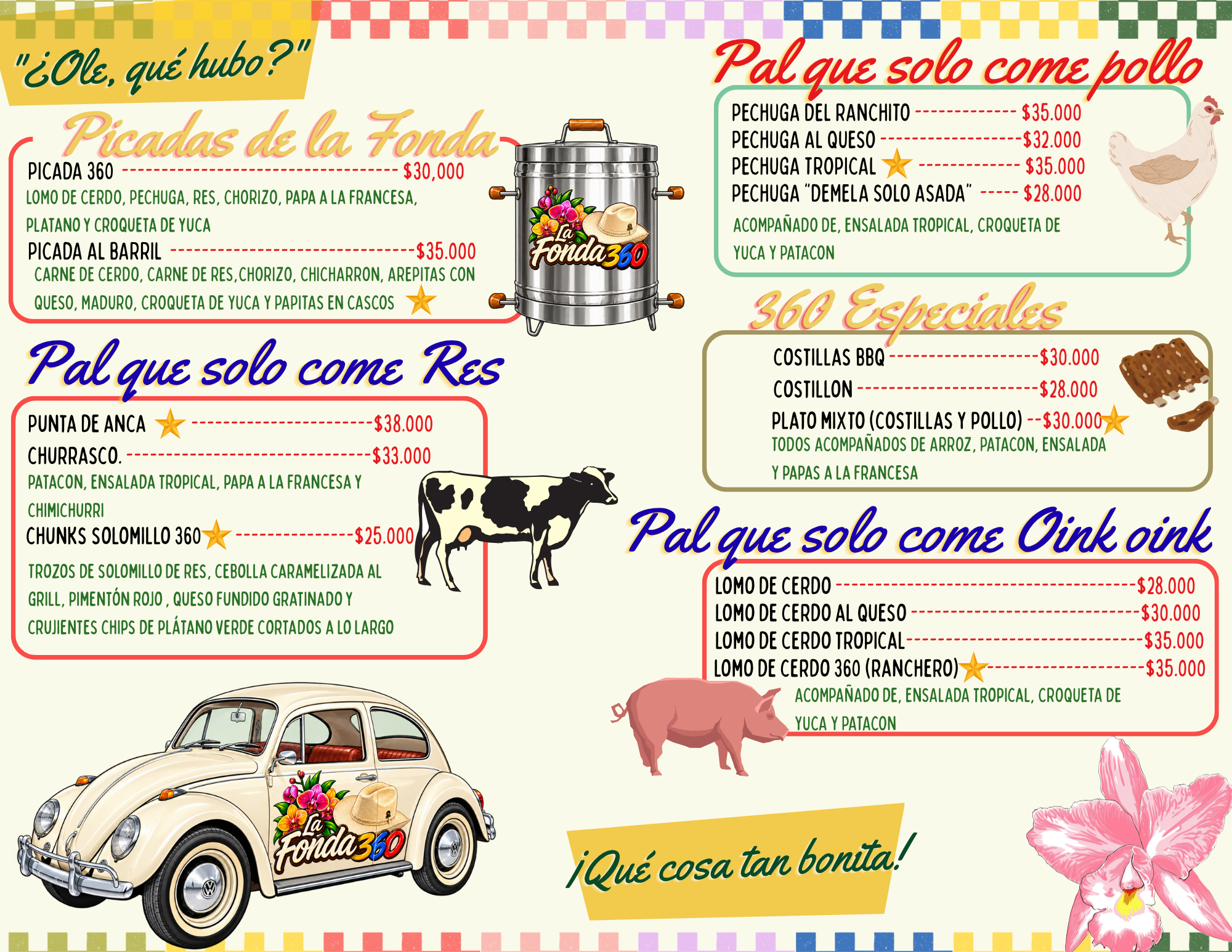Carta oficial: Picadas y platos fuertes